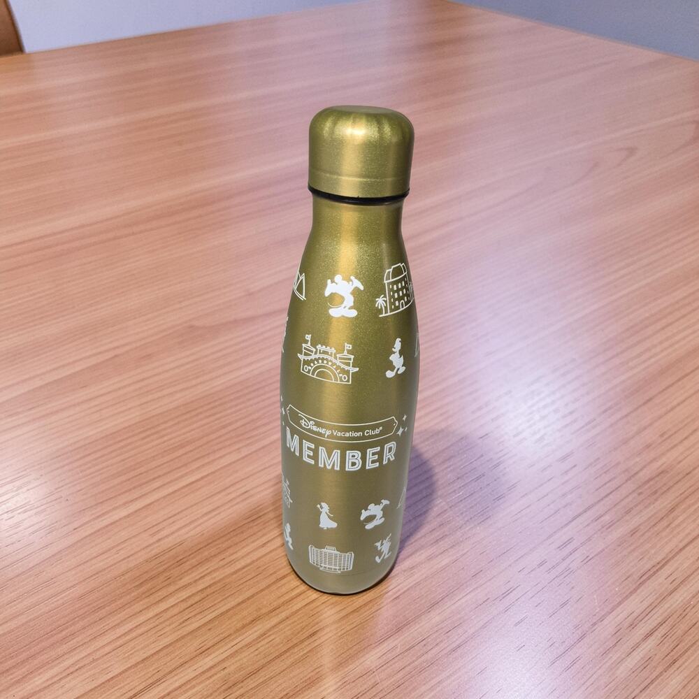 New Disney Vacation Club DVC Member Gift Gold Stainless Steel Water Bottle